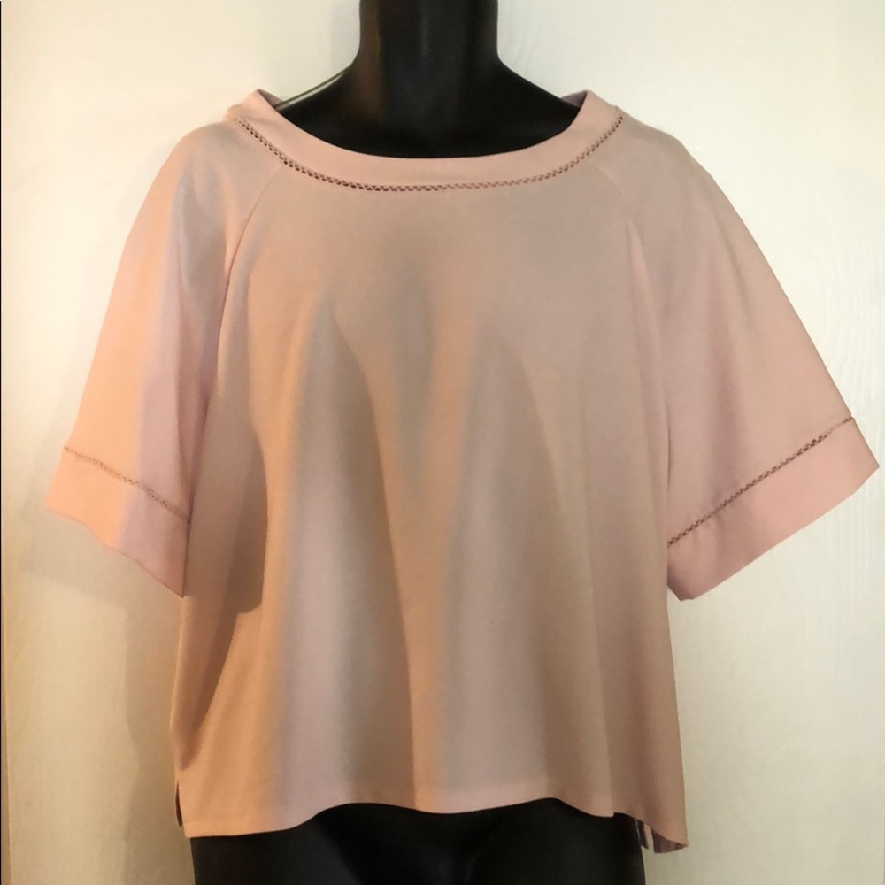 Ava & Viv Pink Lattice Trim Pink Blouse - SOLD